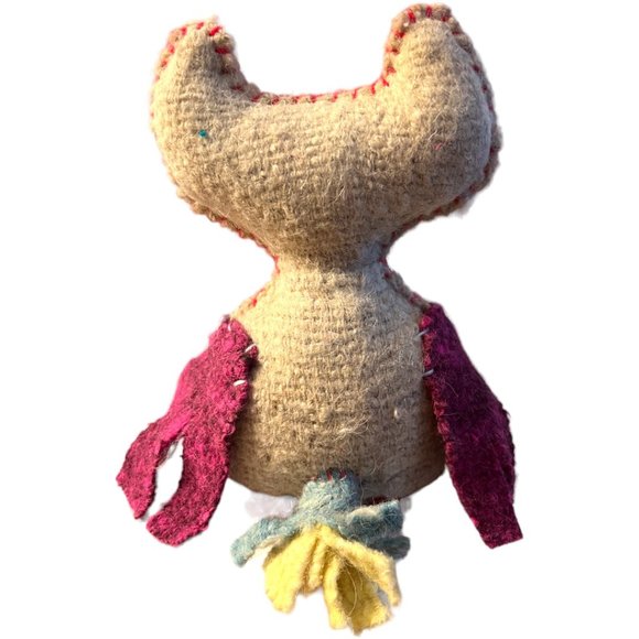 NWOT Wool Owl Folk Art Handmade, Handstitched Artisanal Decor Toy Charming Boho - Picture 7 of 11